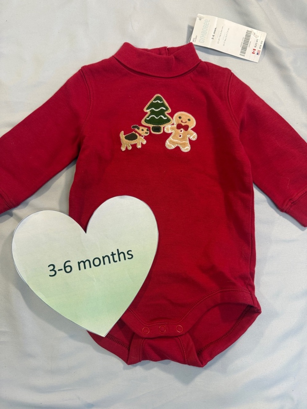 Gymboree - NWT - Long sleeve Turtle Neck Red Bodysuit with Holiday Appliques